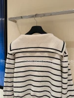 Dior 2025 Fall/Winter Collection ⚓️ Navy Lapel 8️⃣ Letter Logo Black-White Colorblock Striped Wool 🦙 Knit Cardigan - Image 18