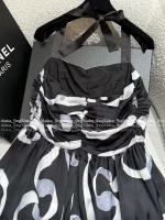 Chanel 25/26FW Early Spring Runway Collection 🔍 Artisan Print Ribbon 🎀 Bow Asymmetrical Maxi Dress / Halter Neck Dress - Image 22