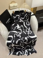 Chanel 25/26FW Early Spring Runway Collection 🔍 Artisan Print Ribbon 🎀 Bow Asymmetrical Maxi Dress / Halter Neck Dress - Image 21