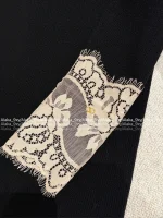 VALENTINO 2025 Fall/Winter Collection 👸 Water-Soluble Lace Cuff Bodycon Stretch Knit Cashmere Dress for Women - Image 11