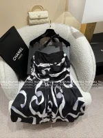 Chanel 25/26FW Early Spring Runway Collection 🔍 Artisan Print Ribbon 🎀 Bow Asymmetrical Maxi Dress / Halter Neck Dress - Image 19