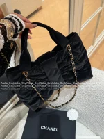 Chanel "Hot Drop 🎀" 2025 Bow & Metal Logo Chain Bag ⛓️ Stunning Jennie-Inspired Style in Imported Genuine Lambskin/Silk Velvet - Image 19