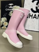 Chanel Barbie Princess Boots~ 2025N Hot Drop New Colorway Color-Block Logo Rain Boots Imported Original Mold Special Waterproof Material