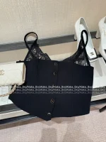 Chanel 2025 Fall/Winter Collection 🖤 Artisan Lace V-Neck Crystal Button Arched Corset Top for Women - Image 27