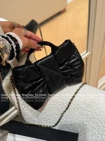 Chanel "Hot Drop 🎀" 2025 Bow & Metal Logo Chain Bag ⛓️ Stunning Jennie-Inspired Style in Imported Genuine Lambskin/Silk Velvet - Image 33