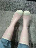 Chanel Barbie Princess Boots~ 2025N Hot Drop New Colorway Color-Block Logo Rain Boots Imported Original Mold Special Waterproof Material - Image 19