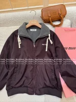 miumiu 2025 Early Fall/Winter Collection 🤎 Reversible Windproof & Water-Resistant Letter Logo Jacket - Image 26
