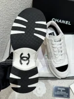 Chanel 2025 Fall/Winter Collection 🖤 Imported Leather Mesh Detail Block Heel Logo Sneakers for Women - Image 42