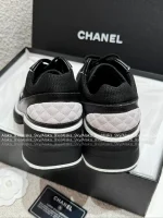 Chanel 2025 Fall/Winter Collection 🖤 Imported Leather Mesh Detail Block Heel Logo Sneakers for Women - Image 38