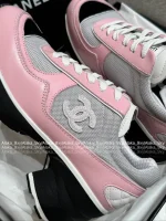Chanel 2025 Fall/Winter Collection 🖤 Imported Leather Mesh Detail Block Heel Logo Sneakers for Women - Image 37