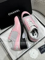 Chanel 2025 Fall/Winter Collection 🖤 Imported Leather Mesh Detail Block Heel Logo Sneakers for Women - Image 32